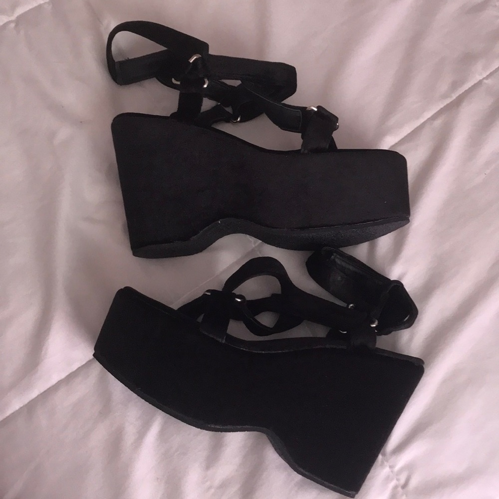 Black Strap Platform Sandal Heels